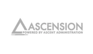 A logo of ascensio, powered by ascent administration.