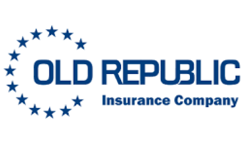 A blue and white logo of old republic insurance company.